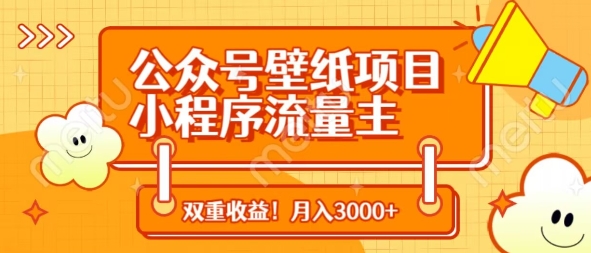 公众号壁纸项目，小程序流量主双收益，月入3000+-点格网络